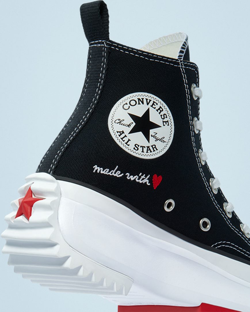 Men's Converse Run Star Hike Made With Love High Top Platform Shoes Black / White / Red | AU 64539Y